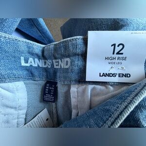 Lands' End Blue High Rise Wide Leg Jeans